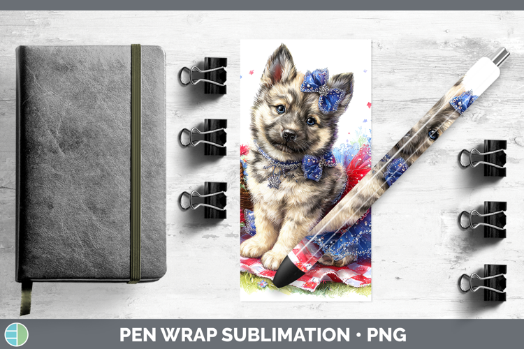 Dogs 04 Patriotic Norwegian Elkhound Pen Wrap Sublimation Pe