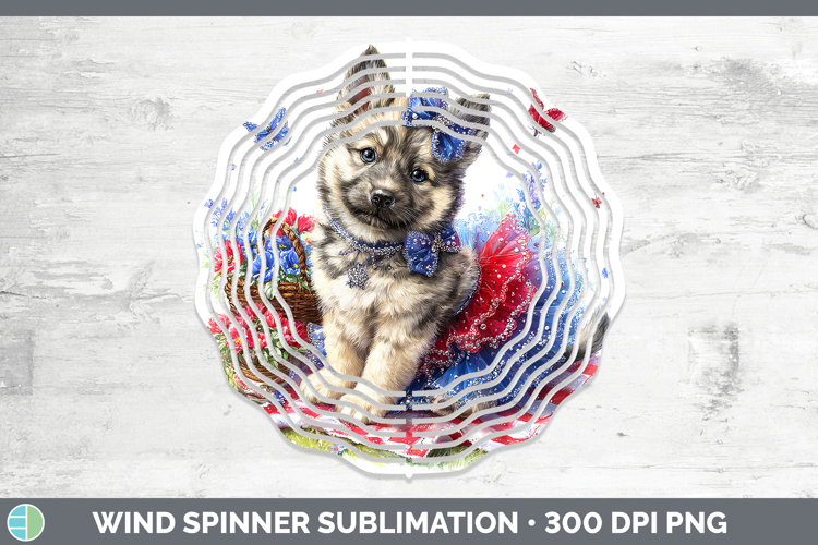 Dogs 04 Patriotic Norwegian Elkhound Wind Spinner Sublimatio