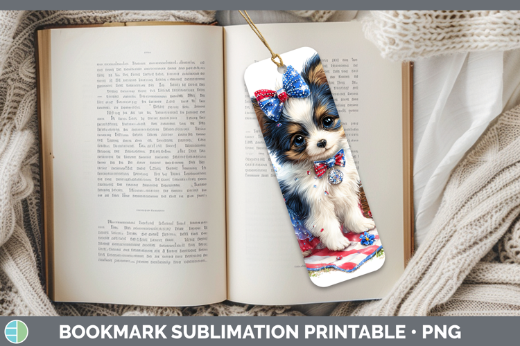 Dogs 04 Patriotic Papillon Bookmark Sublimation Printable De