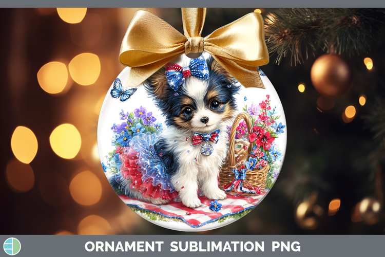 Dogs 04 Patriotic Papillon Ornament Sublimation Bauble Desig