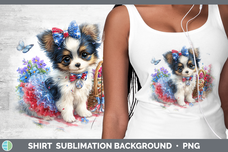 Dogs 04 Patriotic Papillon Shirt Sublimation Background Desi