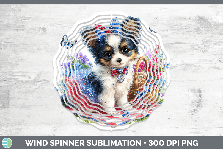 Dogs 04 Patriotic Papillon Wind Spinner Sublimation Spinner