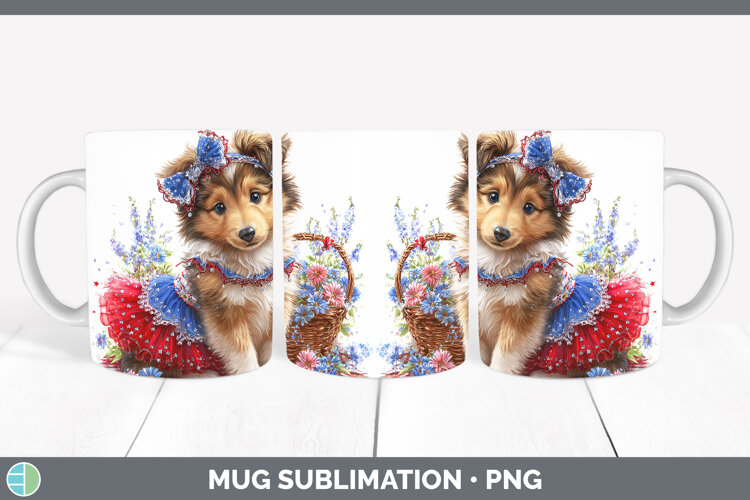 GorgeousDogs 04 Patriotic Mug Wrap design.