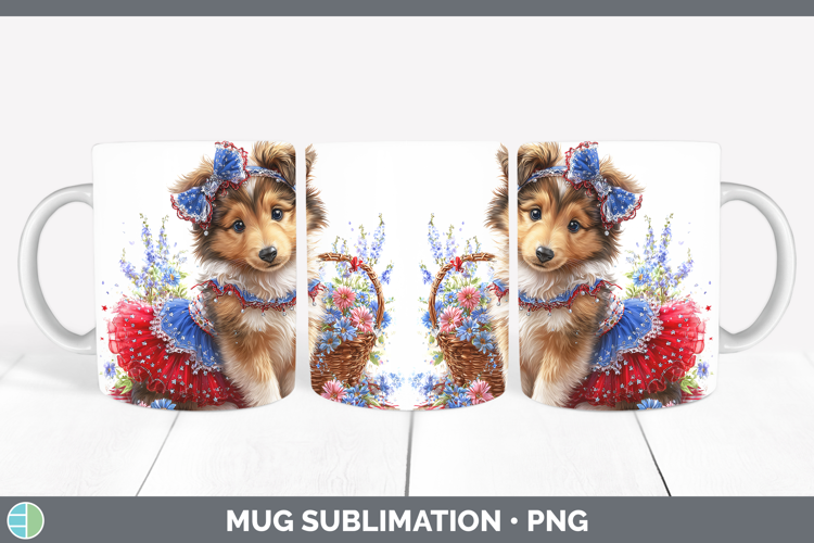 Dogs 04 Patriotic Rough Collie Mug Wrap Sublimation Coffee C