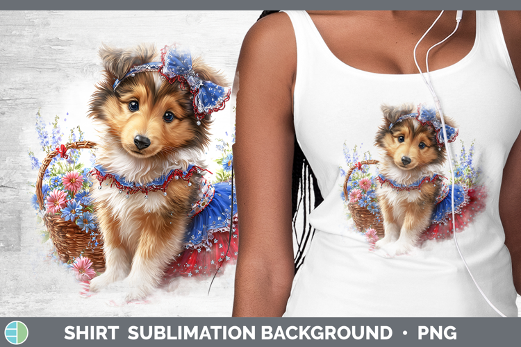 Dogs 04 Patriotic Rough Collie Shirt Sublimation Background