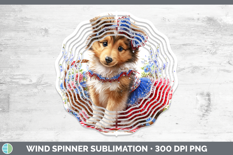 Dogs 04 Patriotic Rough Collie Wind Spinner Sublimation Spin