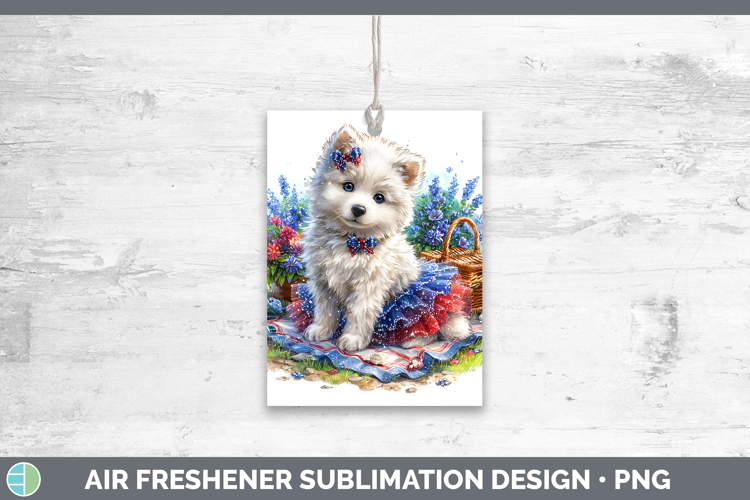 Dogs 04 Patriotic Samoyed Air Freshener Sublimation Car Fres