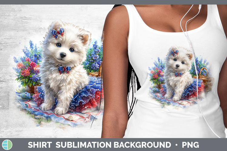 Dogs 04 Patriotic Samoyed Shirt Sublimation Background Desig