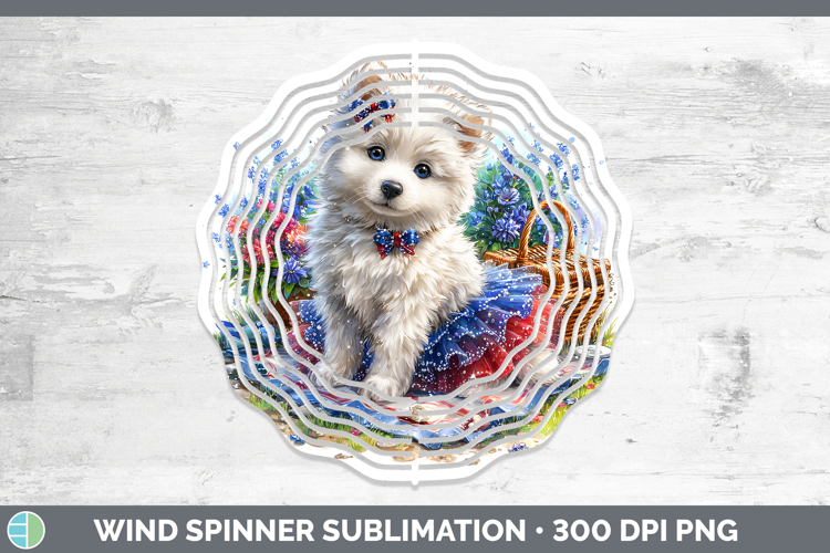 Dogs 04 Patriotic Samoyed Wind Spinner Sublimation Spinner D
