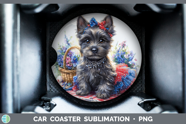 Dogs 04 Patriotic Scottish Terrier Car Coaster Sublimation