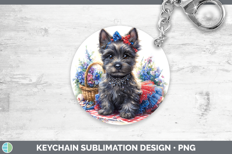 Dogs 04 Patriotic Scottish Terrier Keychain Sublimation Keyr