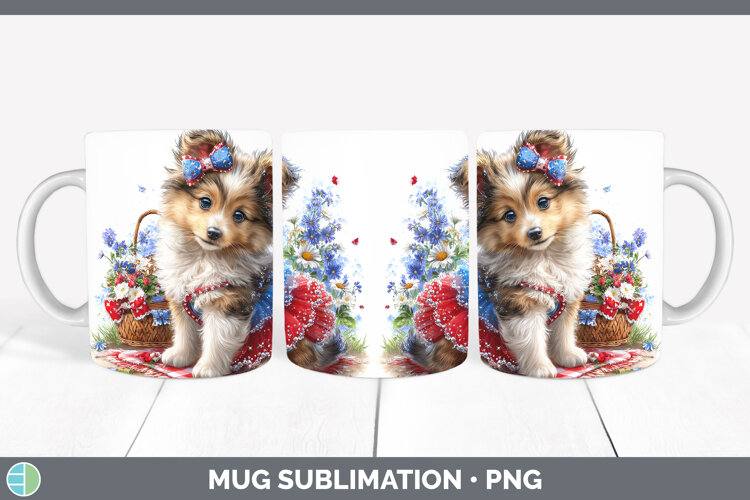 GorgeousDogs 04 Patriotic Mug Wrap design.