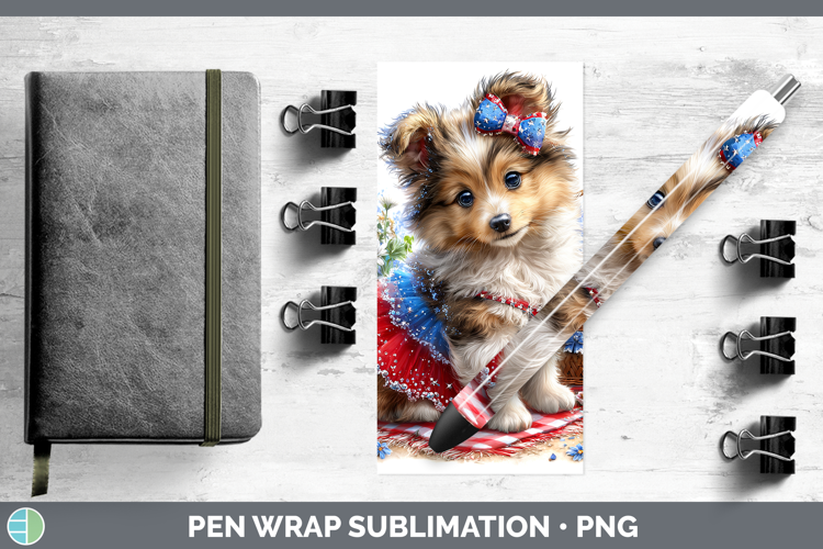 Dogs 04 Patriotic Shetland Sheepdog Pen Wrap Sublimation Pen
