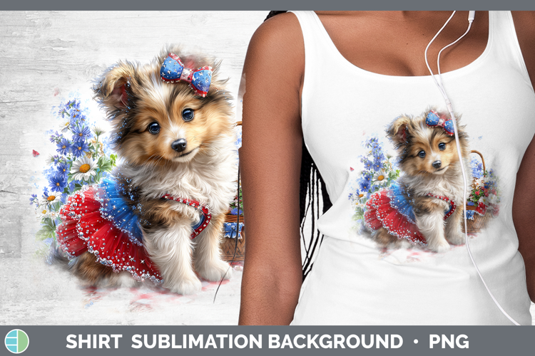 Dogs 04 Patriotic Shetland Sheepdog Shirt Sublimation Backgr