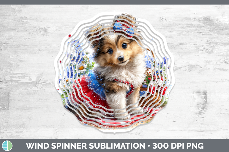 Dogs 04 Patriotic Shetland Sheepdog Wind Spinner Sublimation