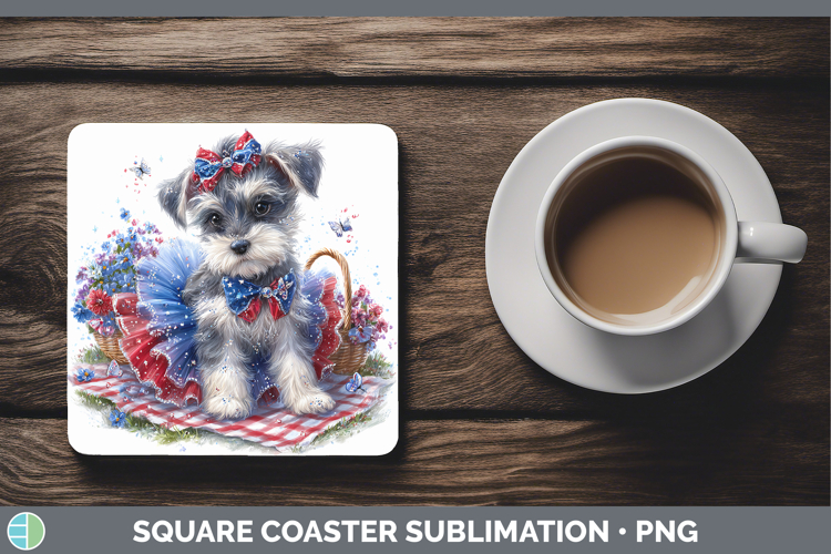 Dogs 04 Patriotic Standard Schnauzer Square Coaster Sublimat