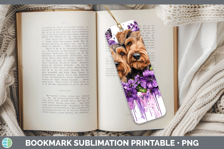 Dogs 04 Purple Drips Airedale Terrier Bookmark Sublimation P