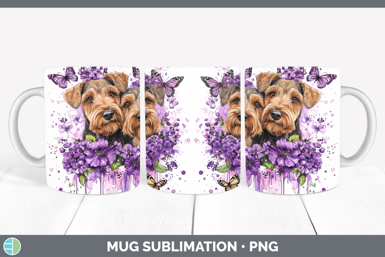 Dogs 04 Purple Drips Airedale Terrier Mug Wrap Sublimation C