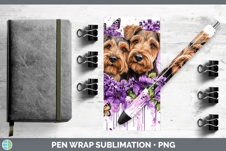 Dogs 04 Purple Drips Airedale Terrier Pen Wrap Sublimation P