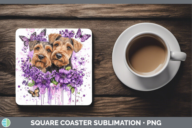 GorgeousDogs 04 Purple Drips Square Coaster design.