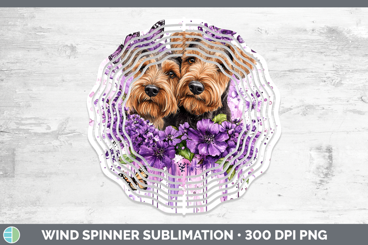 Dogs 04 Purple Drips Airedale Terrier Wind Spinner Sublimati