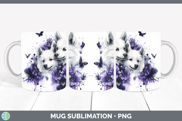 Dogs 04 Purple Drips American Eskie Mug Wrap Sublimation Cof