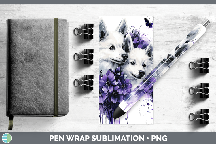 Dogs 04 Purple Drips American Eskie Pen Wrap Sublimation Pen