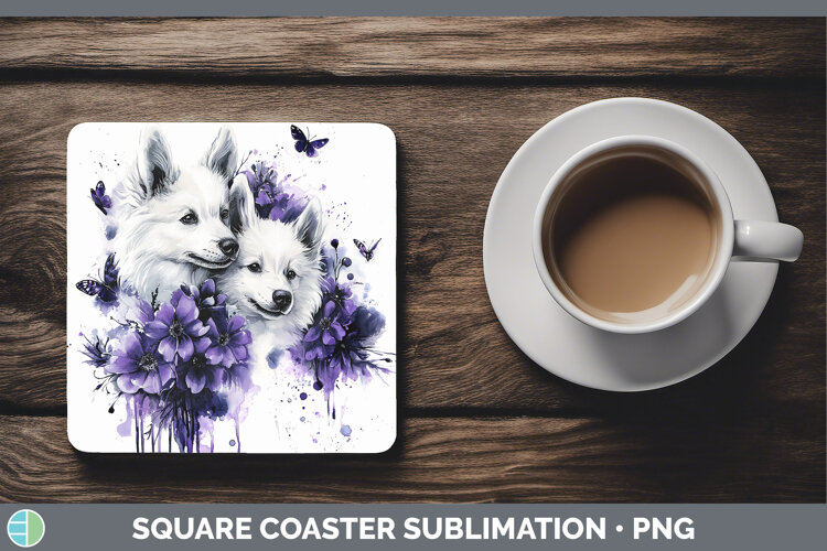 GorgeousDogs 04 Purple Drips Square Coaster design.