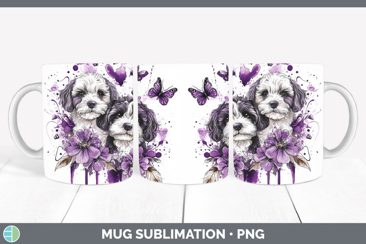 GorgeousDogs 04 Purple Drips Mug Wrap design.