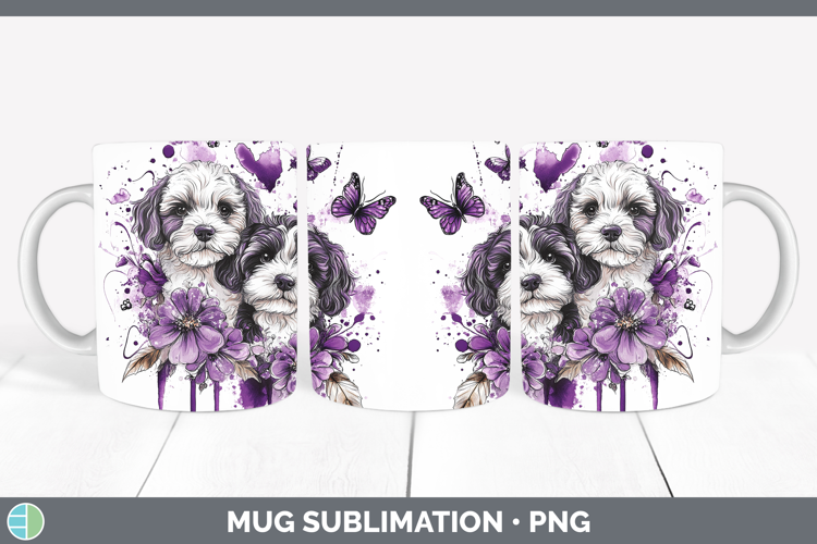 Dogs 04 Purple Drips Bernedoodle Mug Wrap Sublimation Coffee