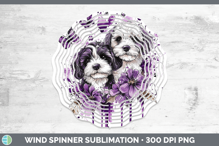 Dogs 04 Purple Drips Bernedoodle Wind Spinner Sublimation Sp