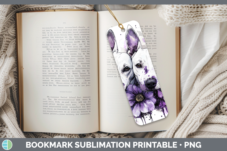 Dogs 04 Purple Drips Bull Terrier Bookmark Sublimation Print