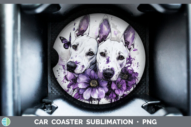 GorgeousDogs 04 Purple Drips Car Coaster design.