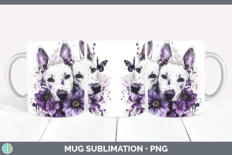 Dogs 04 Purple Drips Bull Terrier Mug Wrap Sublimation Coffe