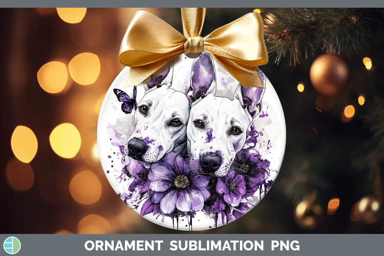 Dogs 04 Purple Drips Bull Terrier Ornament Sublimation Baubl