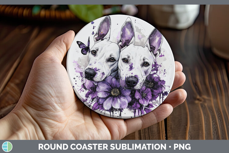 GorgeousDogs 04 Purple Drips Round Coaster design.