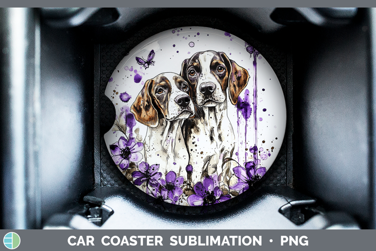 Dogs 04 Purple Drips English Coonhound Car Coaster Sublimati