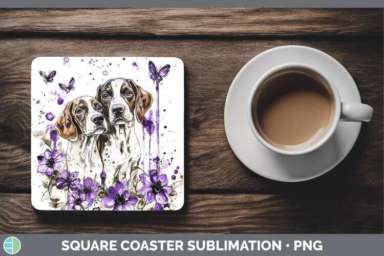 GorgeousDogs 04 Purple Drips Square Coaster design.