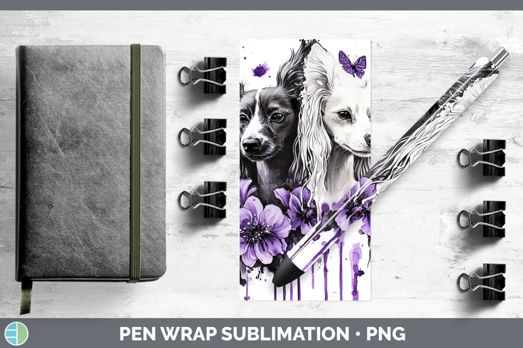 Dogs 04 Purple Drips Hairless Chinese Crested Pen Wrap Subli