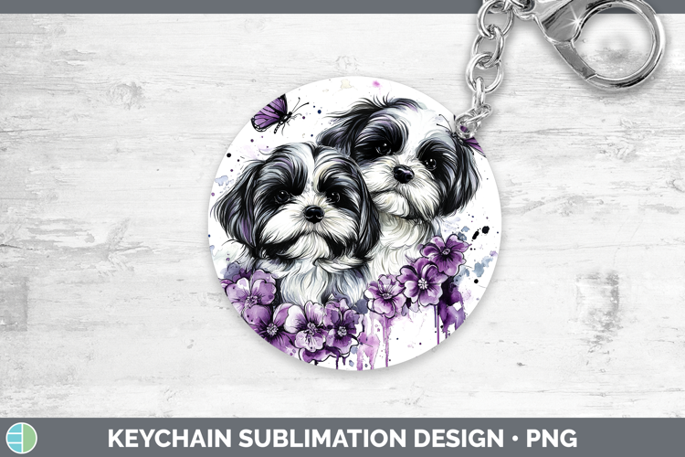 Dogs 04 Purple Drips Havanese Keychain Sublimation Keyring D