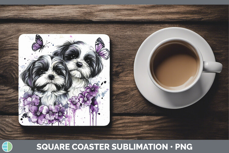 GorgeousDogs 04 Purple Drips Square Coaster design.