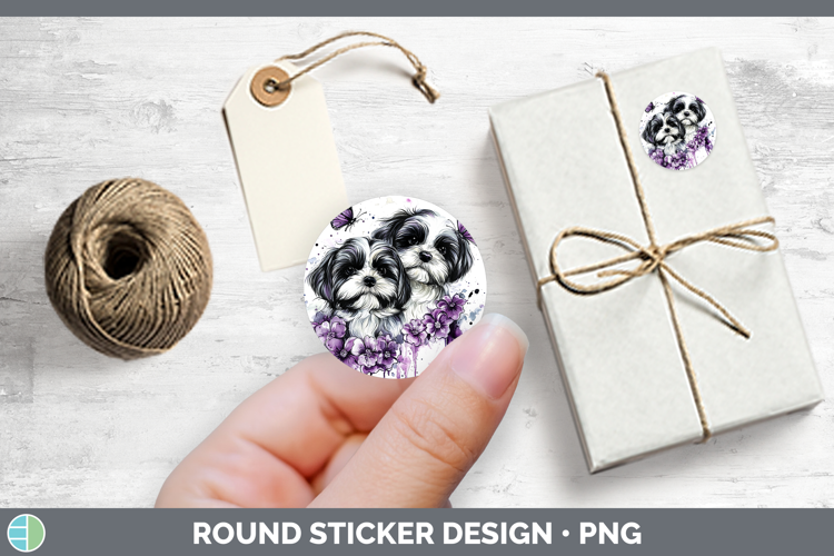 Dogs 04 Purple Drips Havanese Stickers | Round Labels Design