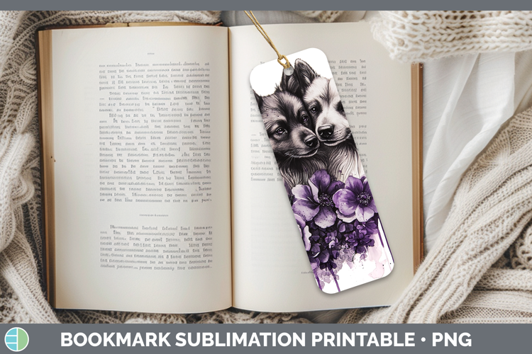 Dogs 04 Purple Drips Keeshond Bookmark Sublimation Printable