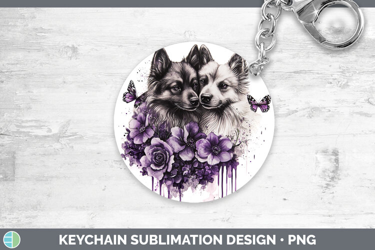 GorgeousDogs 04 Purple Drips Keychain design.