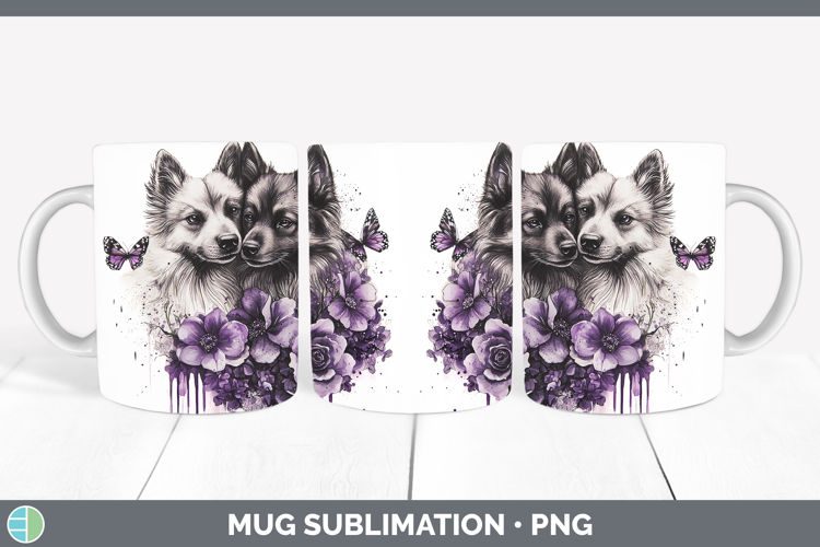 Dogs 04 Purple Drips Keeshond Mug Wrap Sublimation Coffee Cu
