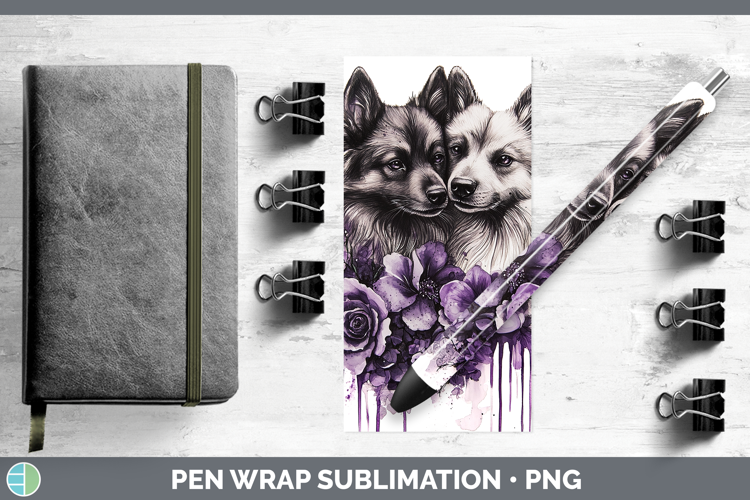 Dogs 04 Purple Drips Keeshond Pen Wrap Sublimation Pen Desig