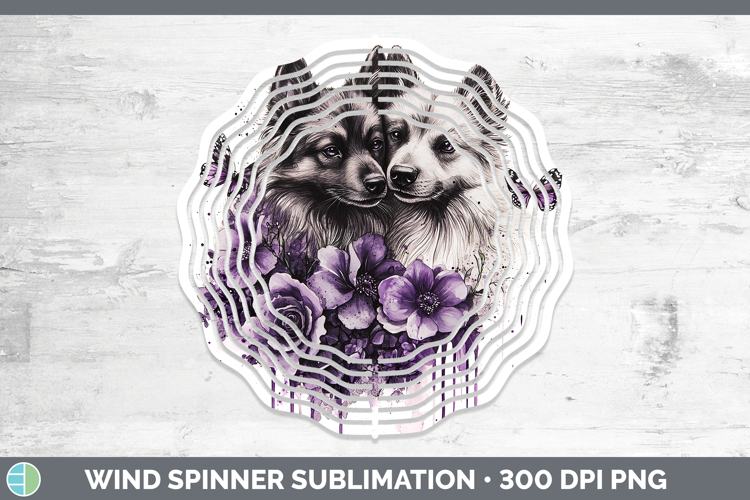 Dogs 04 Purple Drips Keeshond Wind Spinner Sublimation Spinn