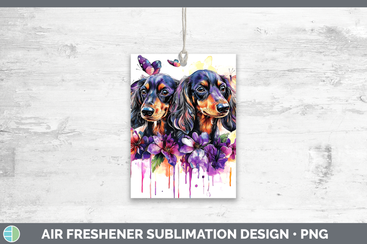 Dogs 04 Purple Drips Long-haired Dachshund Air Freshener Sub