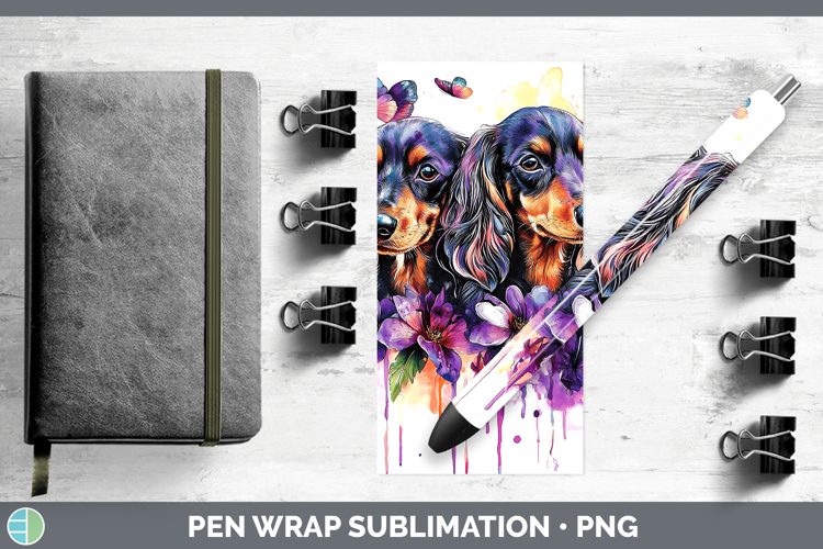 Dogs 04 Purple Drips Long-haired Dachshund Pen Wrap Sublimat