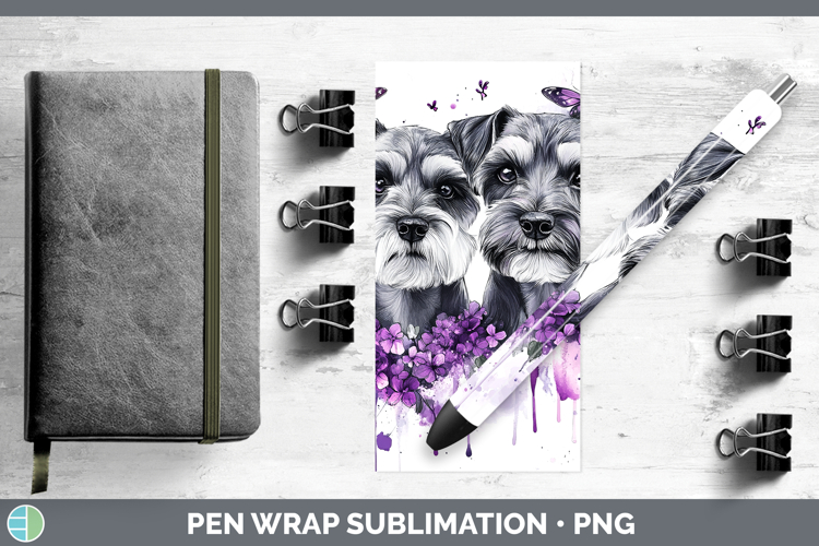 Dogs 04 Purple Drips Miniature Schnauzer Pen Wrap Sublimatio